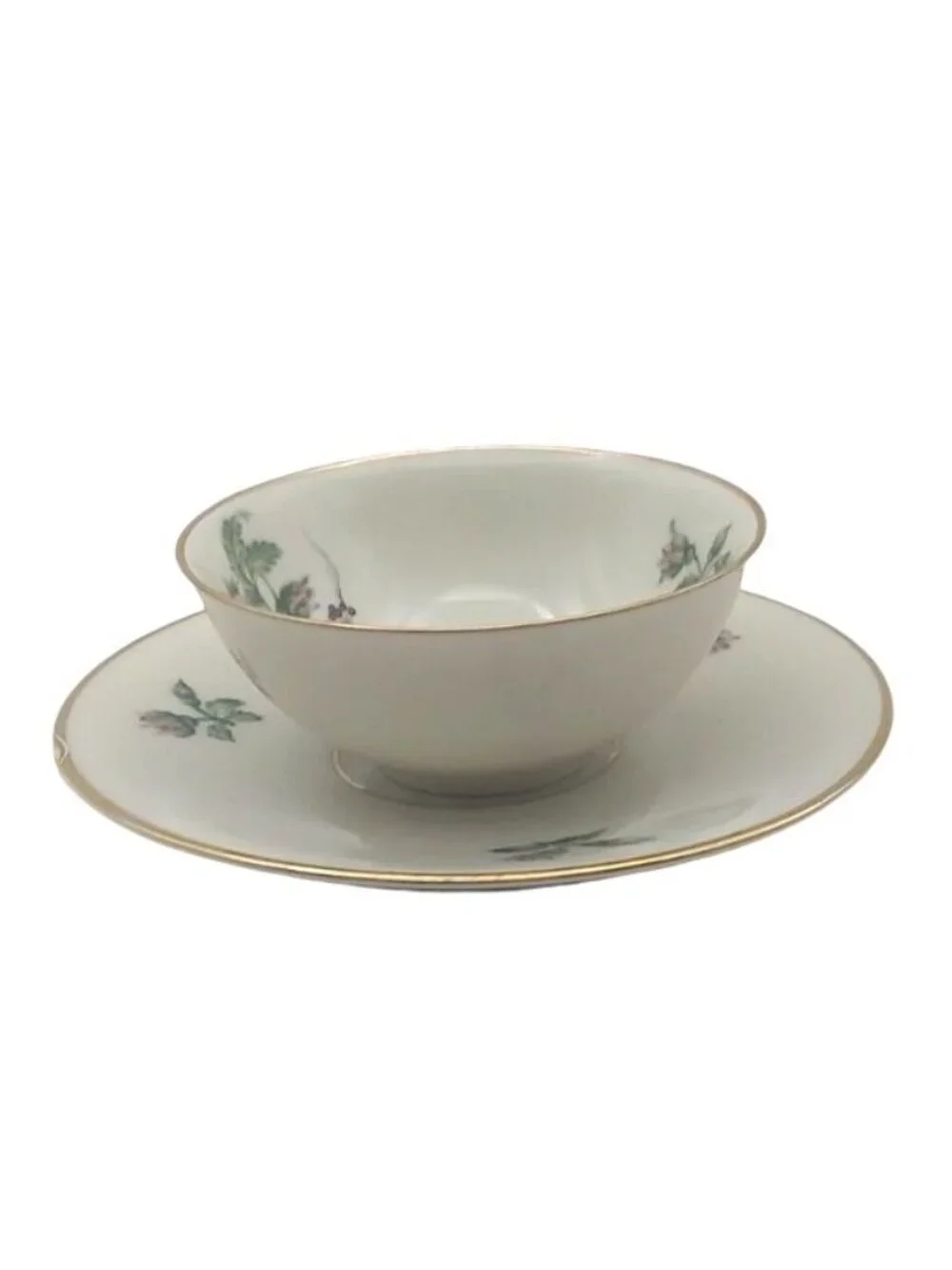 Heinrich H&C Teacup Saucer Porcelain Floral Selb Bavaria Germany MCM Vintage